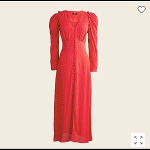 J.Crew Drapey puff-sleeve dress in pin dot